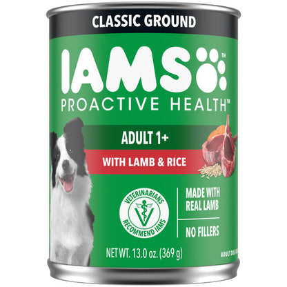 IAMS Proactive Health Adult Wet Dog Food Classic Ground with Lamb &amp; Whole Grain Rice