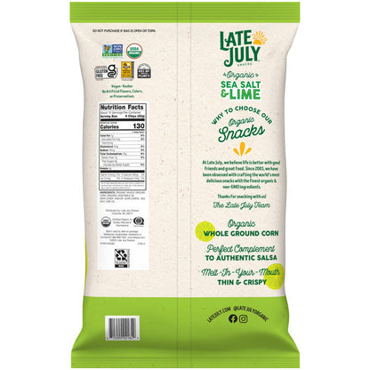 LATE JULY Snacks Restaurant Style Sea Salt &amp; Lime Tortilla Chips