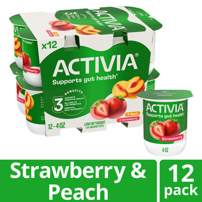 Activia Probiotic Blended Lowfat Yogurt Peach &amp; Strawberry