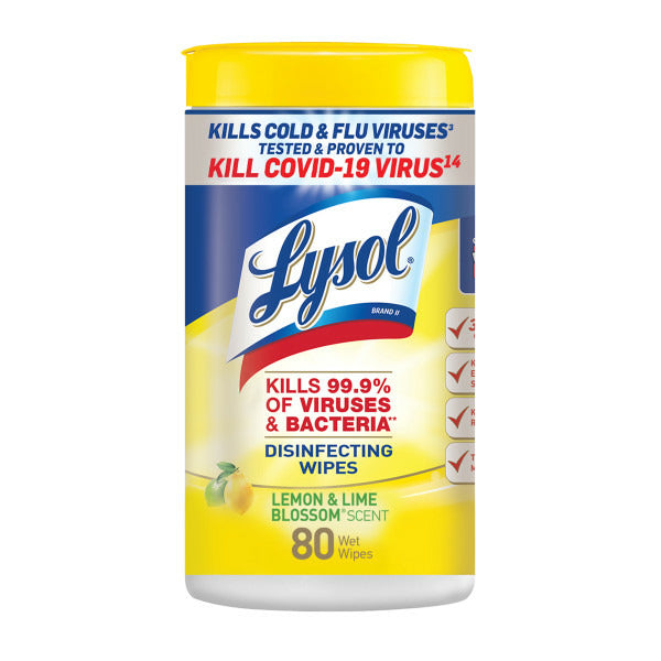 Lysol Disinfectant, Multi-Surface Antibacterial Cleaning Wipes, Lemon &amp; Lime Blossom  DestGlow