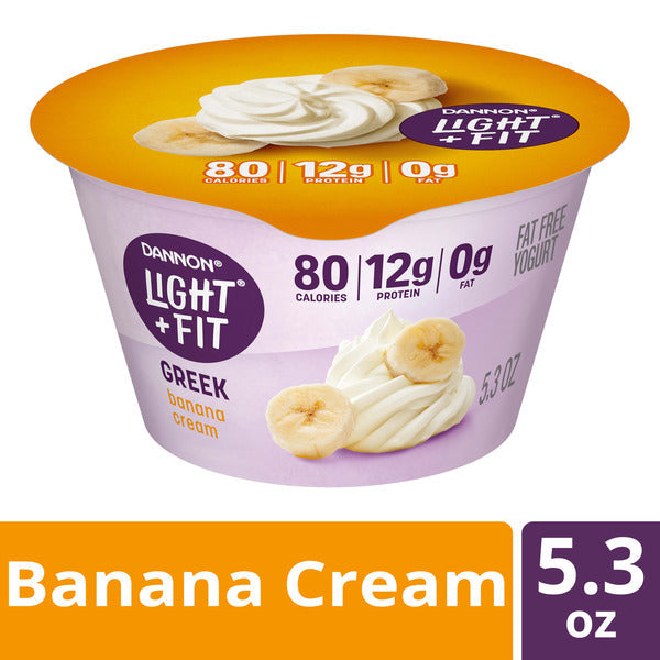 Dannon Light + Fit Dannon Light + Fit Banana Cream Greek Fat Free Yogurt, Creamy and Delicious Gluten Free Yogurt, 5.3 oz Cup  DestGlow