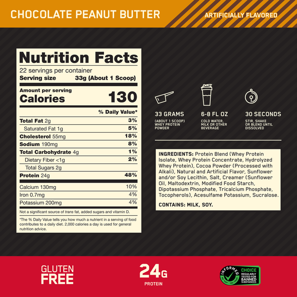 Optimum Nutrition Gold Standard 100% Whey Protein Chocolate Peanut Butter  DestGlow