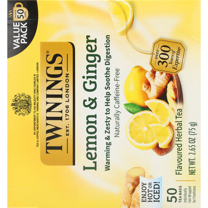 Twinings Tea Bags Lemon &amp; Ginger Herbal Tea Value Pack