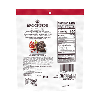 BROOKSIDE Dark Chocolate and Pomegranate Flavored Snacking Chocolate Bag, 7 oz