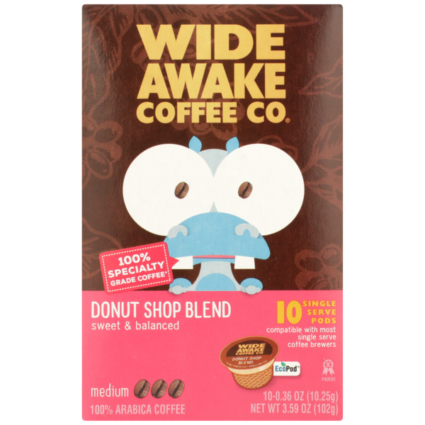 Wide Awake Medium Roast Donut Shop Blend 100% Arabica Coffee Single Serve Pods  DestGlow