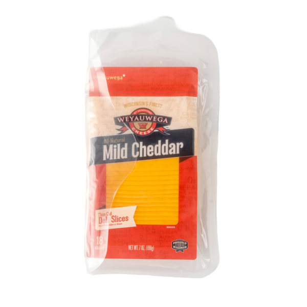 Weyauwega Cheese Mild Cheddar Thin Cut Cheese Slices  DestGlow