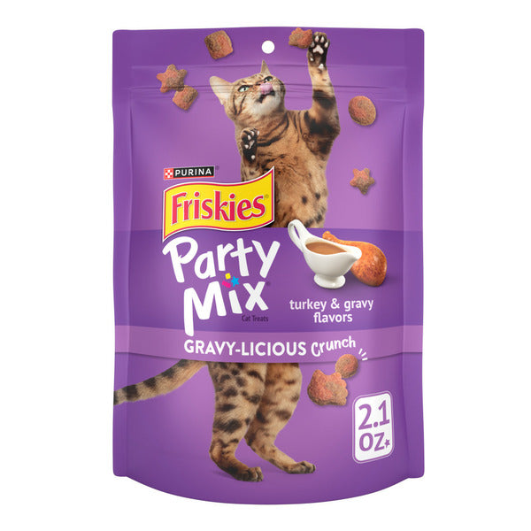 Purina Friskies Cat Treats, Party Mix Gravy-licious Crunch Turkey and Gravy Flavors  DestGlow