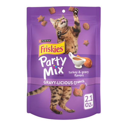 Purina Friskies Cat Treats, Party Mix Gravy-licious Crunch Turkey and Gravy Flavors  DestGlow