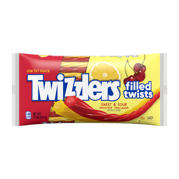 TWIZZLERS Filled Twists Sweet &amp; Sour Flavored Licorice Style, Chewy Candy Bag, 11 oz  DestGlow
