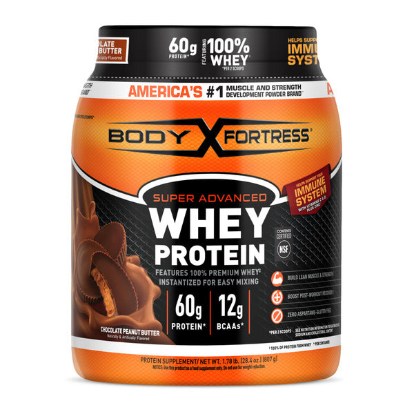 Body Fortress Super Advanced 100% Premium Whey Protein Powder Chocolate Peanut Butter  DestGlow