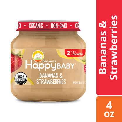 Happy Baby Organics Organics Clearly Crafted Stage 2 Bananas &amp; Strawberries Jar 4 oz UNIT