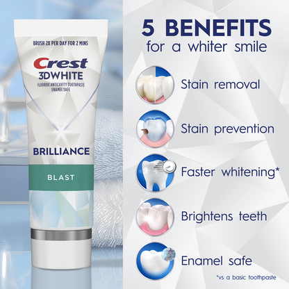 Crest 3D White Brilliance Blast Teeth Whitening Toothpaste