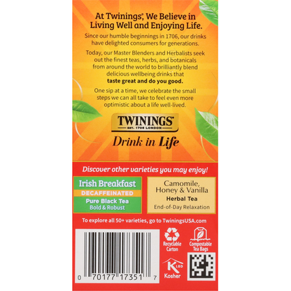 Twinings Black Tea, Pure, Decaffeinated, English Breakfast, Tea Bags