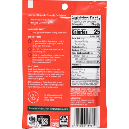 Simply Organic Spicy Taco Seasoning Mix