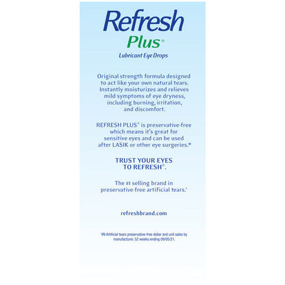 Refresh Plus Lubricant Eye Drops Preservative-Free Artificial Tears