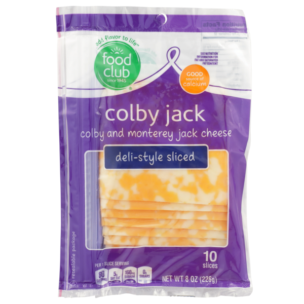 Food Club Packaged Cheese Colby Jack Colby and Monterey Jack Deli-Style Sliced Cheese  DestGlow