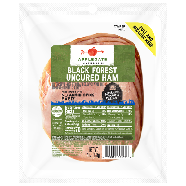 Applegate Black Forest Uncured Ham Sliced  DestGlow