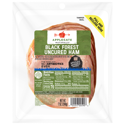 Applegate Black Forest Uncured Ham Sliced