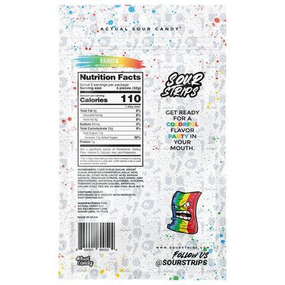 SOUR STRIPS Rainbow Flavored Chewy, Candy Bag, 3.4 oz