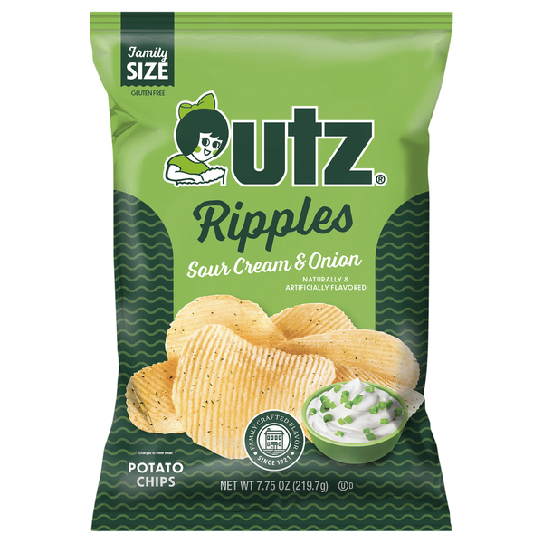 Utz Ripples Sour Cream &amp; Onion Potato Chips Family Size  DestGlow