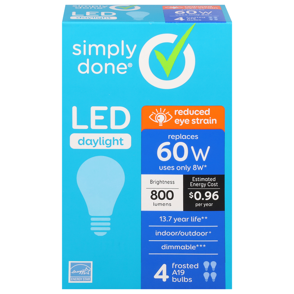 Simply Done Light Bulbs, LED, Daylight, 8 Watts  DestGlow
