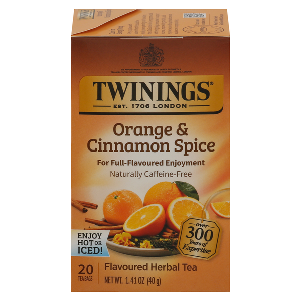 Twinings Flavored Herbal Tea, Caffeine-Free, Orange &amp; Cinnamon Spice, Bags  DestGlow