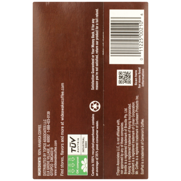 Wide Awake Medium Roast 100% Colombian 100% Arabica Coffee Single Serve Pods  DestGlow
