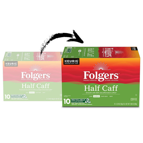Folgers Half Caff Medium Roast Coffee, Keurig K-Cup Pods