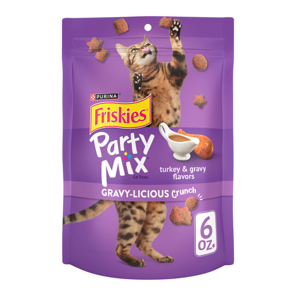 Purina Friskies Cat Treats, Party Mix Gravy-licious Crunch Turkey and Gravy Flavors  DestGlow