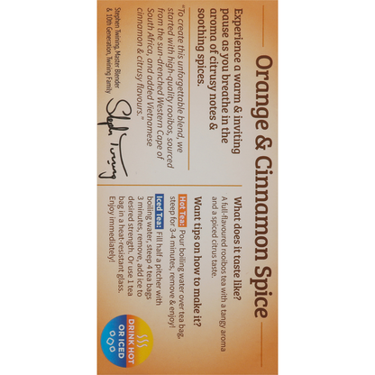 Twinings Flavored Herbal Tea, Caffeine-Free, Orange &amp; Cinnamon Spice, Bags