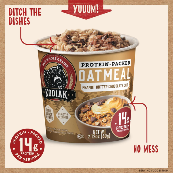 Kodiak Peanut Butter Chocolate Chip Oatmeal in a Cup  DestGlow