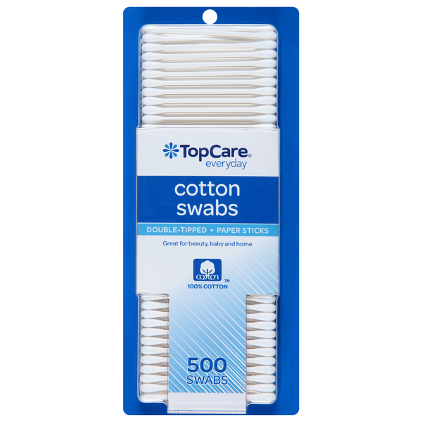 TopCare Cotton Swabs, Double-Tipped, Paper Sticks  DestGlow