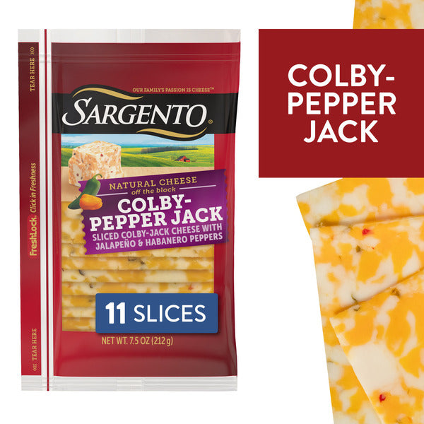 Sargento Natural Colby-Pepper Jack Sliced Cheese, 11 Slices  DestGlow