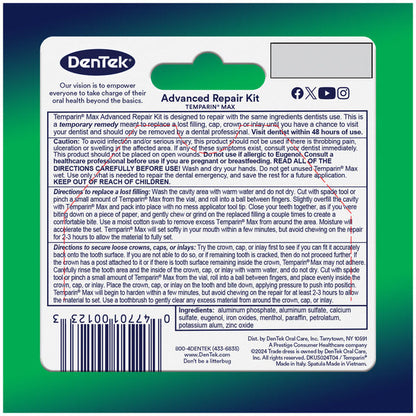 DenTek Temparin Max, Long Lasting Temporary Repair, Caps &amp; Fillings