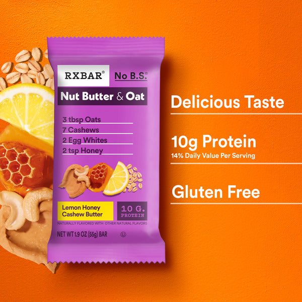 RXBAR Nut Butter and Oat Lemon Honey Cashew Butter Protein Bars, Protein Snacks, 5 Count  DestGlow