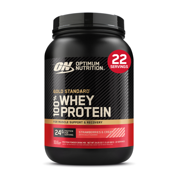 Optimum Nutrition Gold Standard Whey, Strawberries &amp; Cream, 1.5 Lb Tub  DestGlow