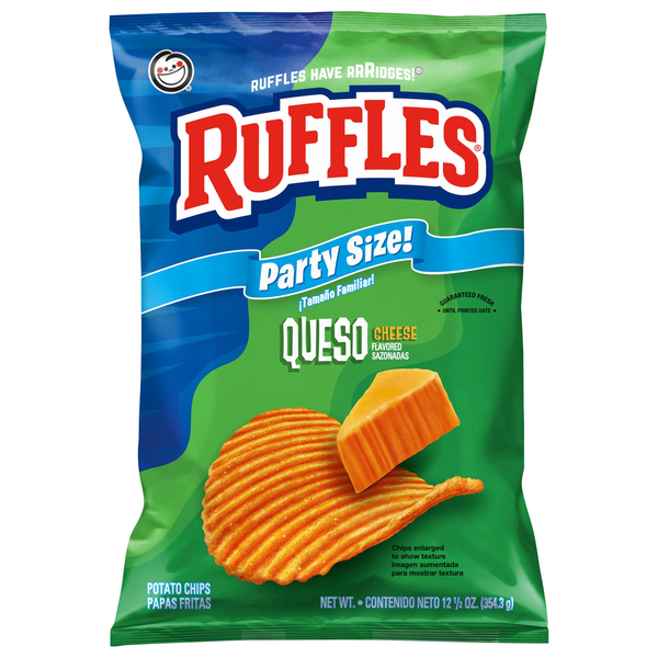 Ruffles Queso Cheese Flavored Potato Chips Party Size  DestGlow