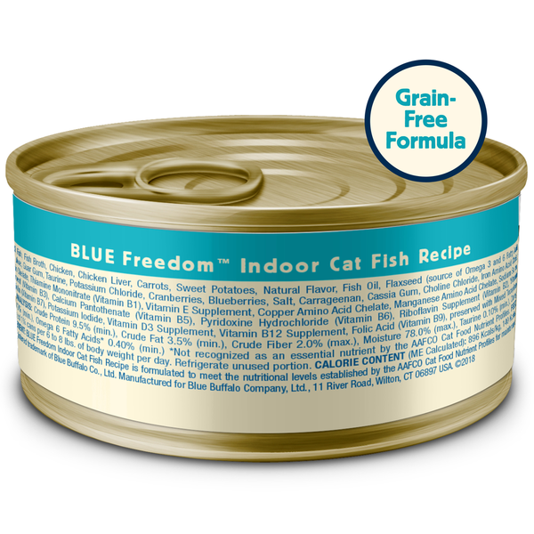 Blue Buffalo Freedom Grain Free Natural Adult Pate Wet Cat Food, Indoor Fish  DestGlow