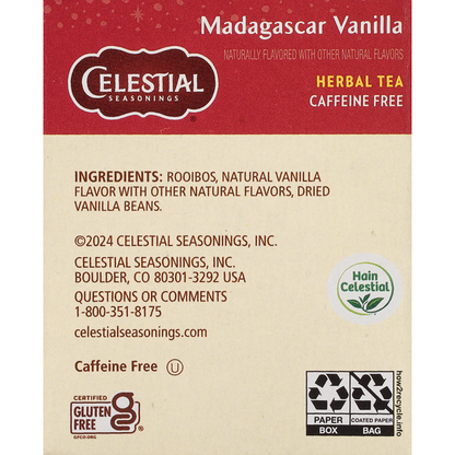 Celestial Seasonings Herbal Tea, Caffeine Free, Madagascar Vanilla, Tea Bags