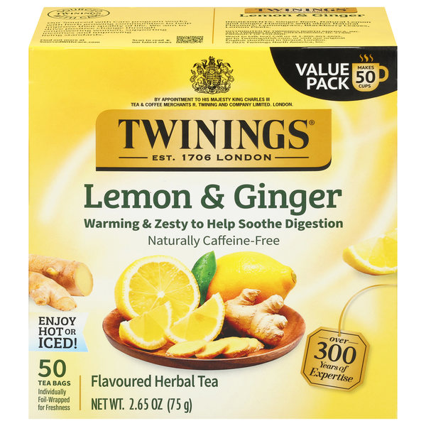 Twinings Tea Bags Lemon &amp; Ginger Herbal Tea Value Pack  DestGlow