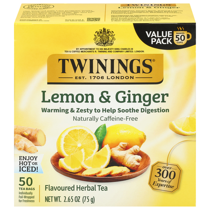 Twinings Tea Bags Lemon &amp; Ginger Herbal Tea Value Pack
