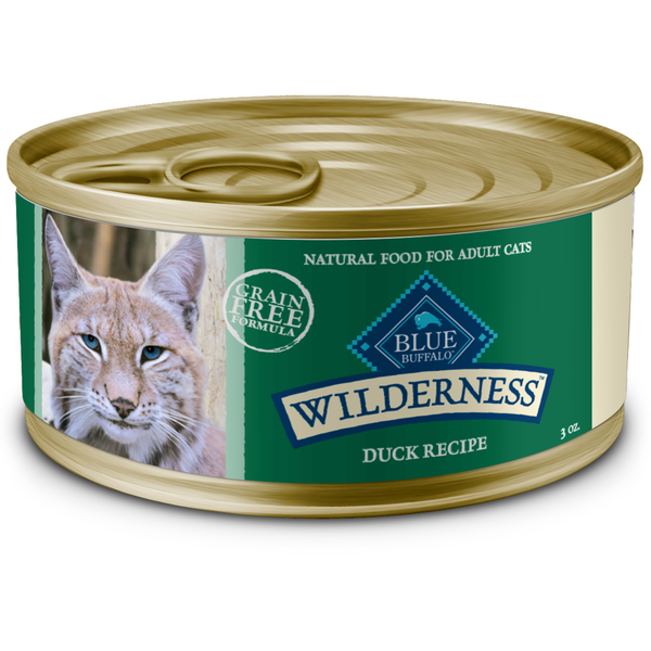 Blue Buffalo Wilderness High Protein Grain Free, Natural Adult Pate Wet Cat Food, Duck