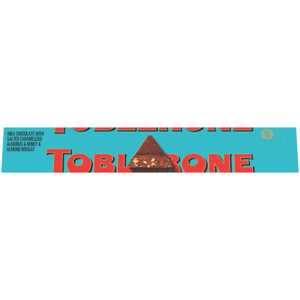 TOBLERONE Milk Chocolate Bar With Salted Caramelized Almonds And Honey And Almond Nougat 3.53 oz  DestGlow