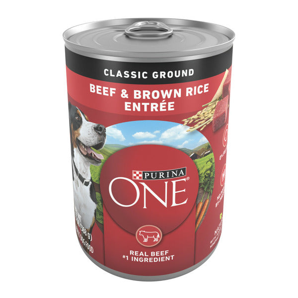 Purina ONE Classic Ground Beef and Brown Rice Entree Adult Wet Dog Food  DestGlow