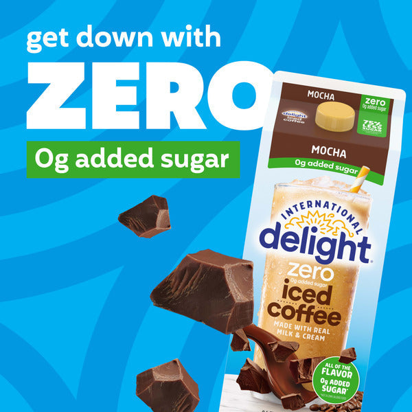 International Delight Zero Iced Coffee, 0g Added Sugar, Mocha, Ready to Pour Coffee Drinks Made with Real Milk and Cream, 64 FL OZ Carton