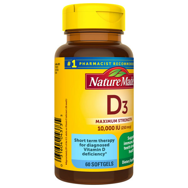 Nature Made Maximum Strength Vitamin D3 10000 IU (250 mcg) Softgels  DestGlow