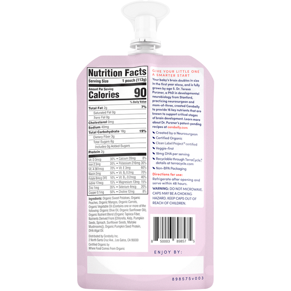 Cerebelly Baby Puree, Organic, Sweet Potato Peach, with Mango, Smoothie-Style  DestGlow
