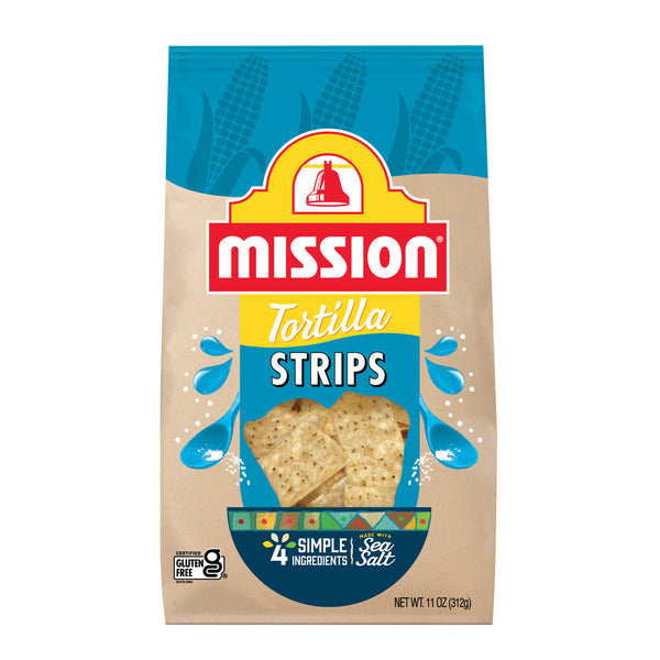 Mission Strips White Corn Tortilla Chips, 11 Ounce Bag  DestGlow
