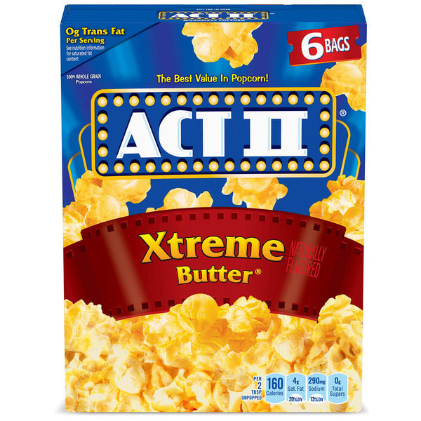 ACT II Xtreme Butter Microwave Popcorn, 6 Pack  DestGlow