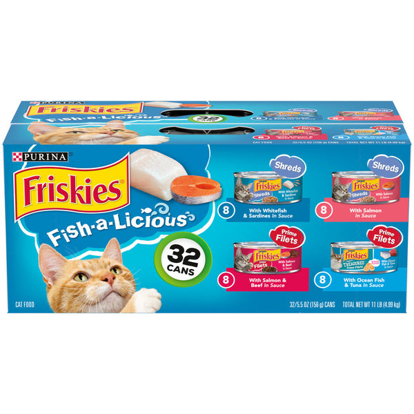 Purina Friskies Wet Cat Food , Fish-A-Licious Shreds, Prime Filets &amp; Tasty Treasures